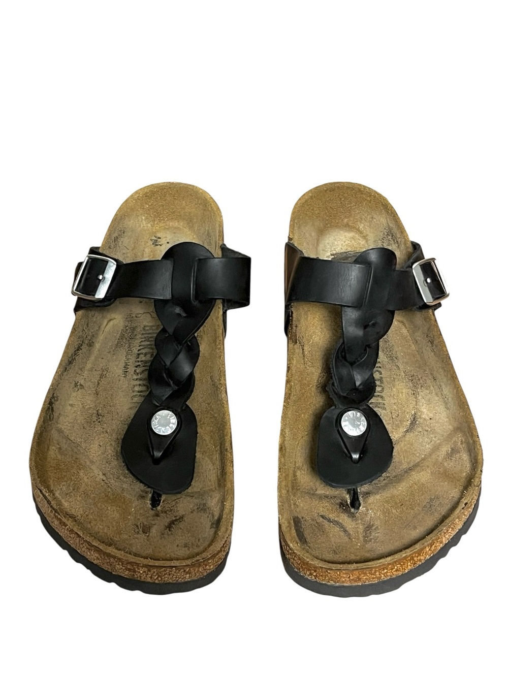 Birkenstock Gizeh Braided Leather Thong Sandals Black Women’s 39 - Picture 4 of 16